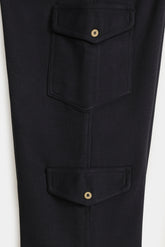 Cotton Terry Cargo Pants - Raven Black